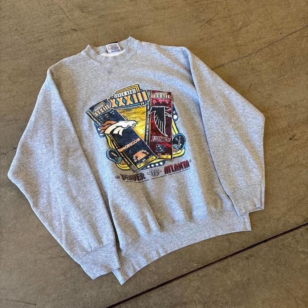 Vintage '98 Atlanta Falcons vs Denver Broncos Super Bowl baggy crewneck, size XL